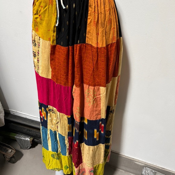 Boho Patchwork Skirt * Long Gypsy Hippie Tiered in 100% Silky Rayon * Maxi Full - Picture 4 of 6